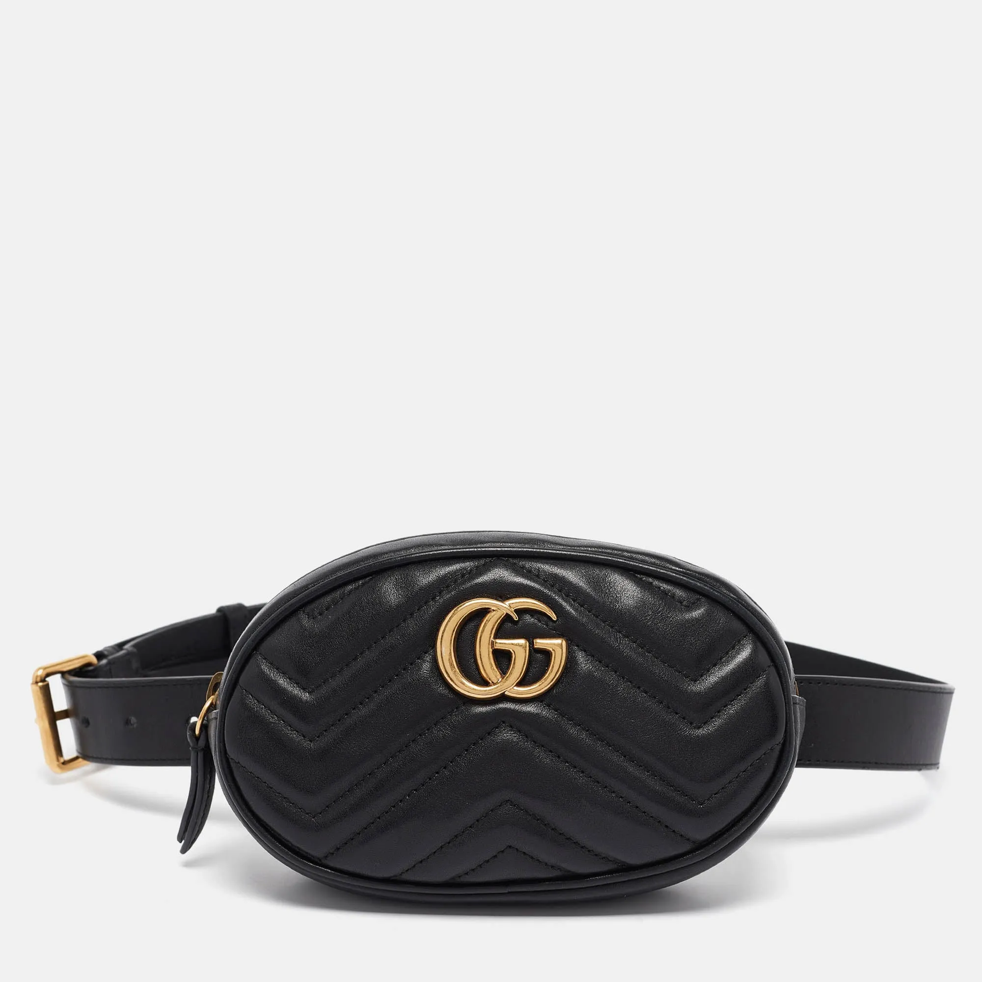 Black Matelass&eacute; Leather GG Marmont Belt Bag
