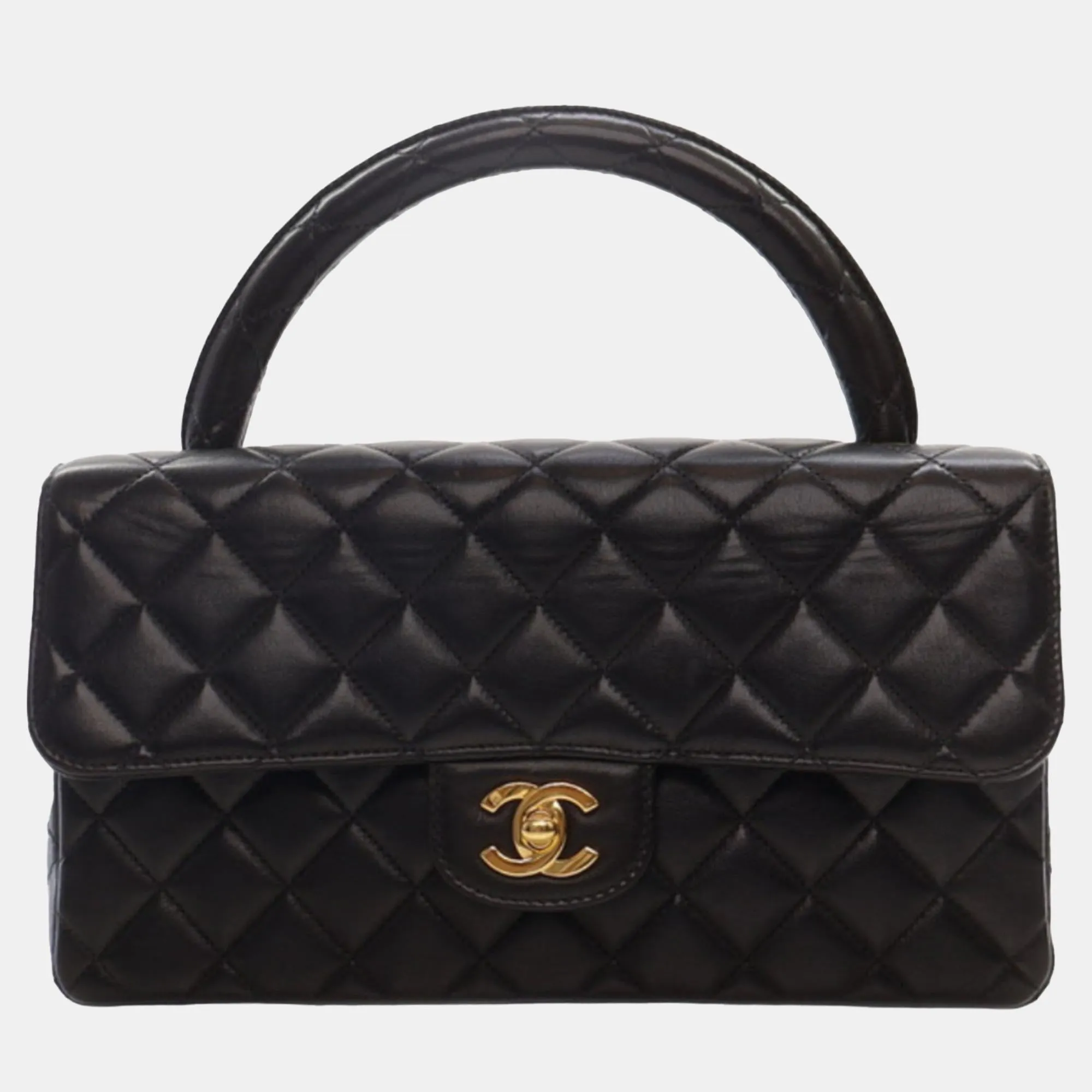 Black Medium Lambskin Kelly Parent Top Handle Bag