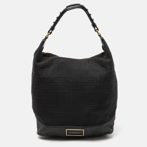 Black Monogram Canvas and Leather Bucket Hobo