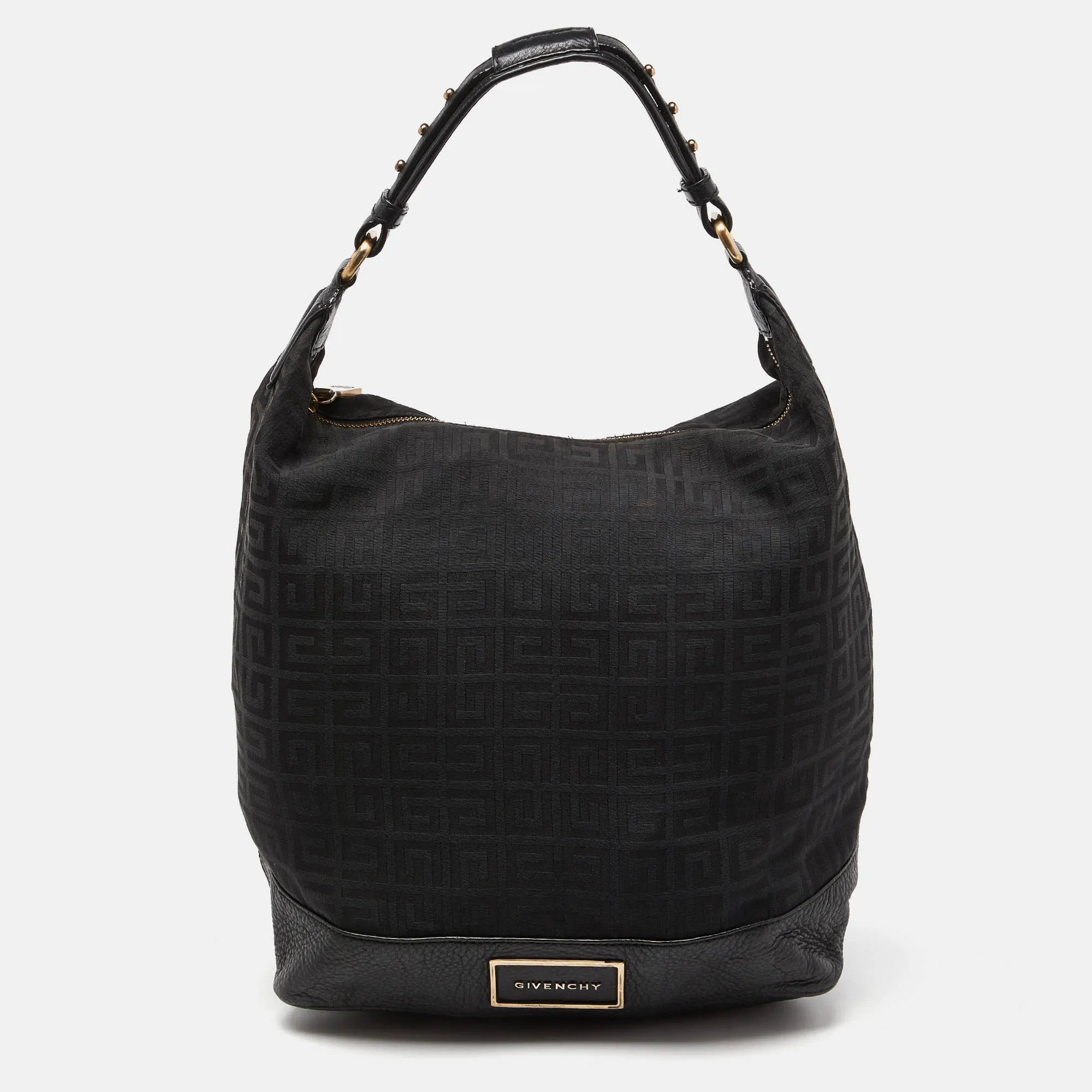 Black Monogram Canvas and Leather Bucket Hobo