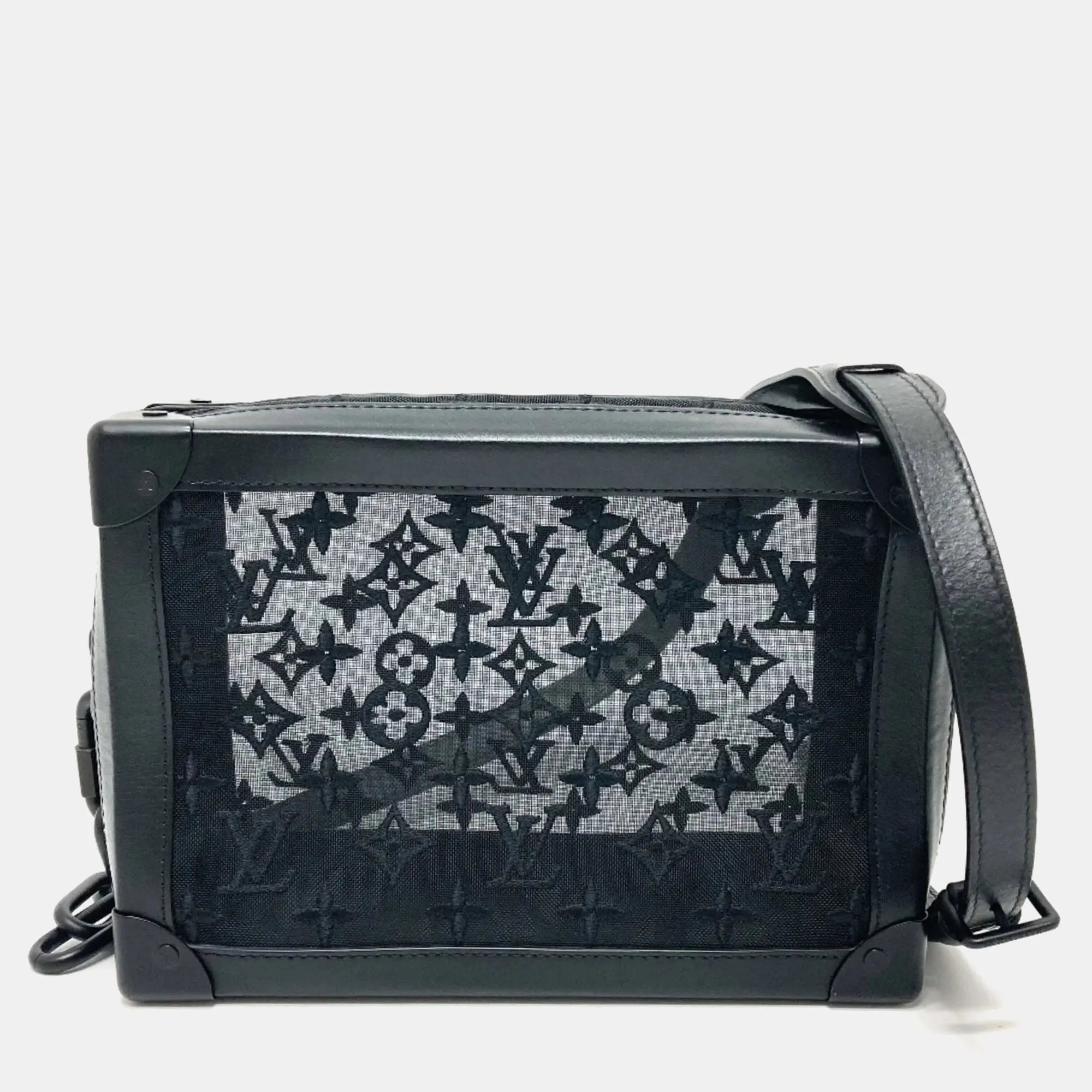 Black Monogram Mesh Soft Trunk Shoulder Bag