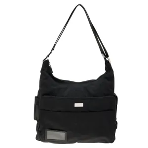 Black Nylon and Leather Hobo