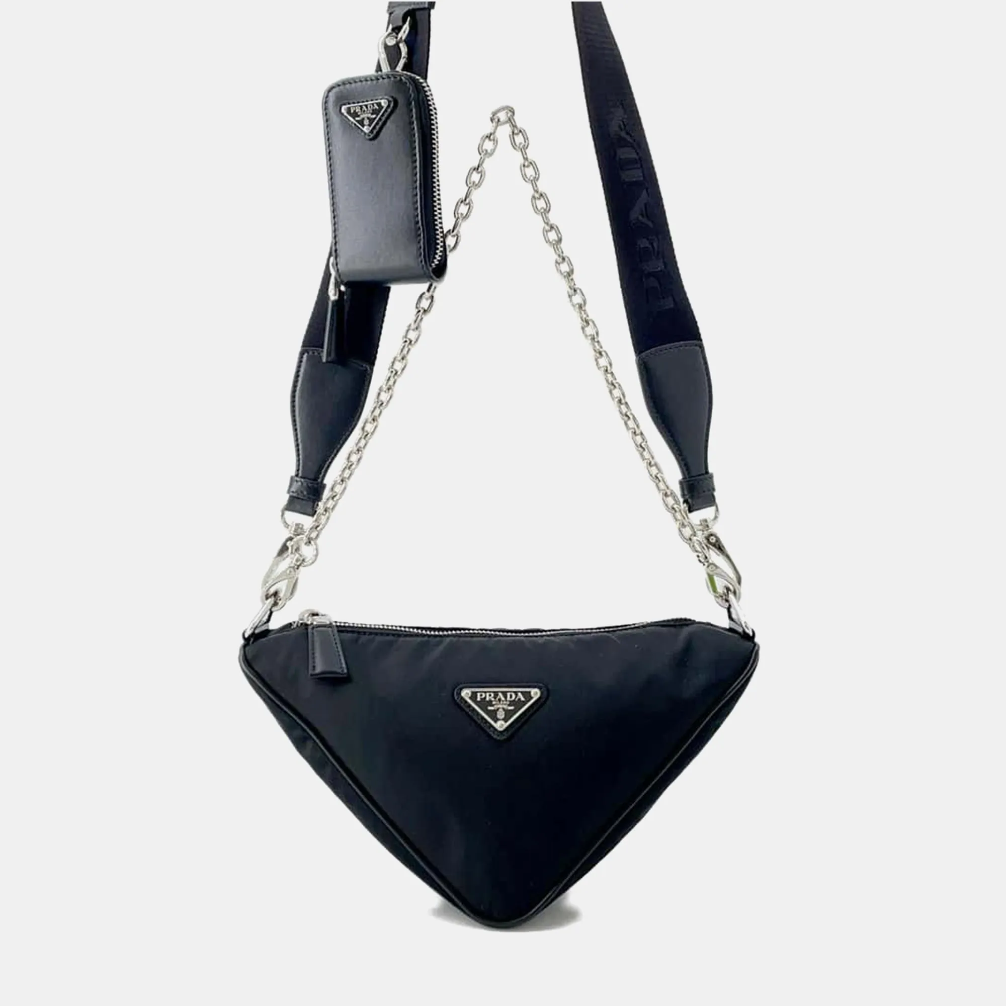 Black Nylon Triangolo Shoulder Bag