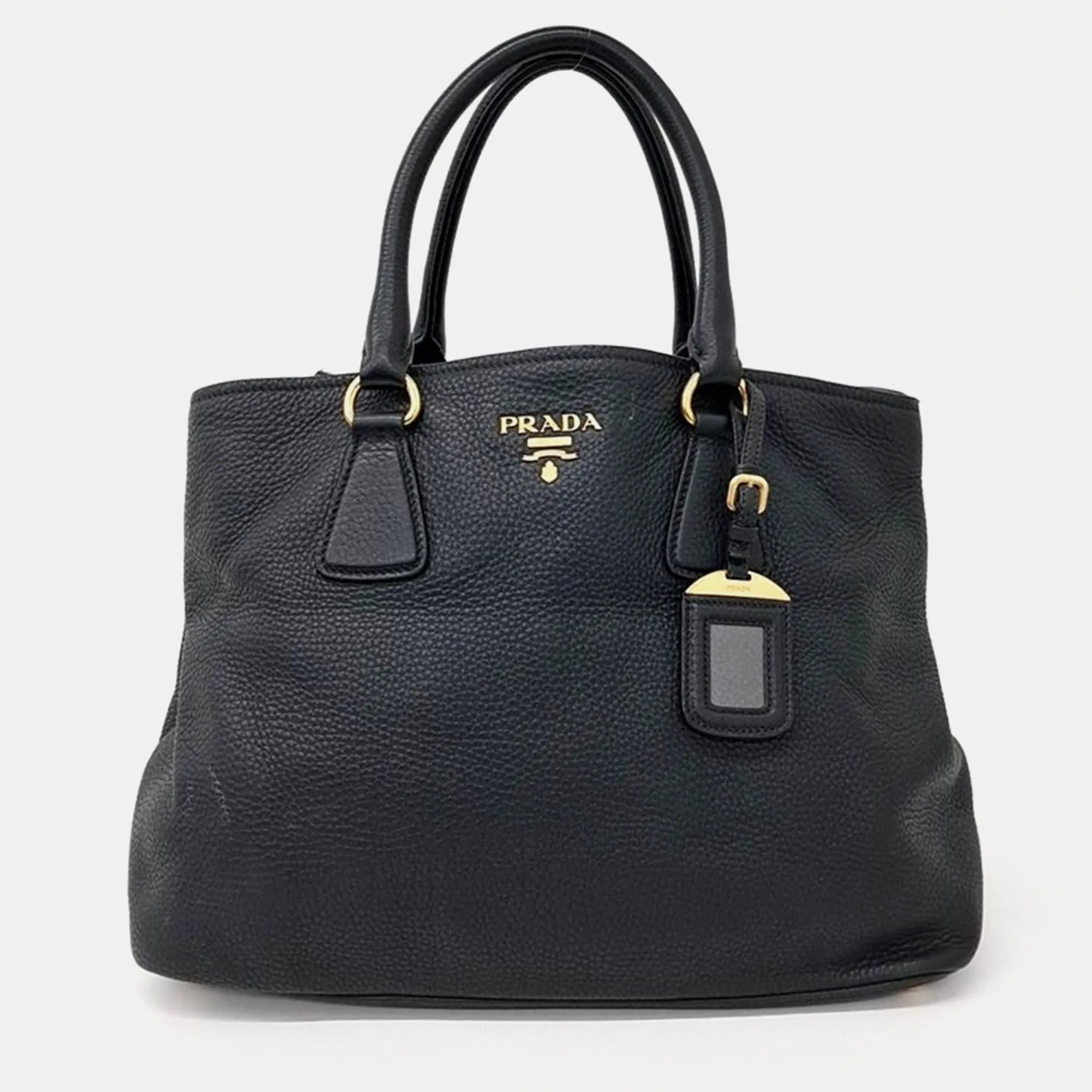 Black Nylon Vitello Diano Tote Bag