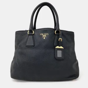 Black Nylon Vitello Diano Tote Bag