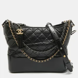 Black Quilted Aged Leather Medium Gabrielle Hobo