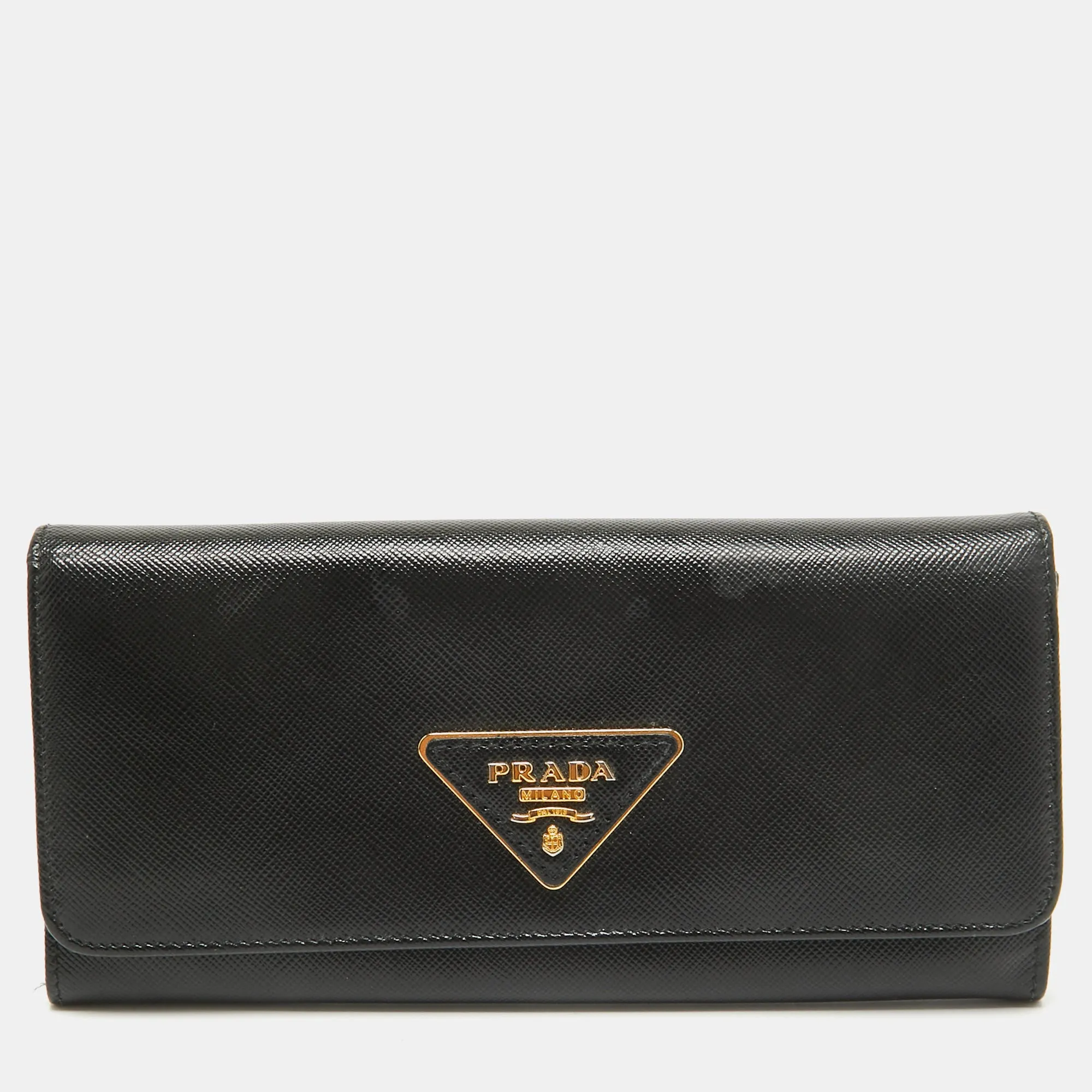 Black Saffiano Leather Flap Continental Wallet