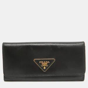 Black Saffiano Leather Flap Continental Wallet