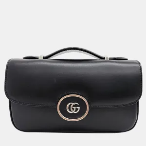 Black Senna Calfskin Petite GG Top Handle Shoulder Bag