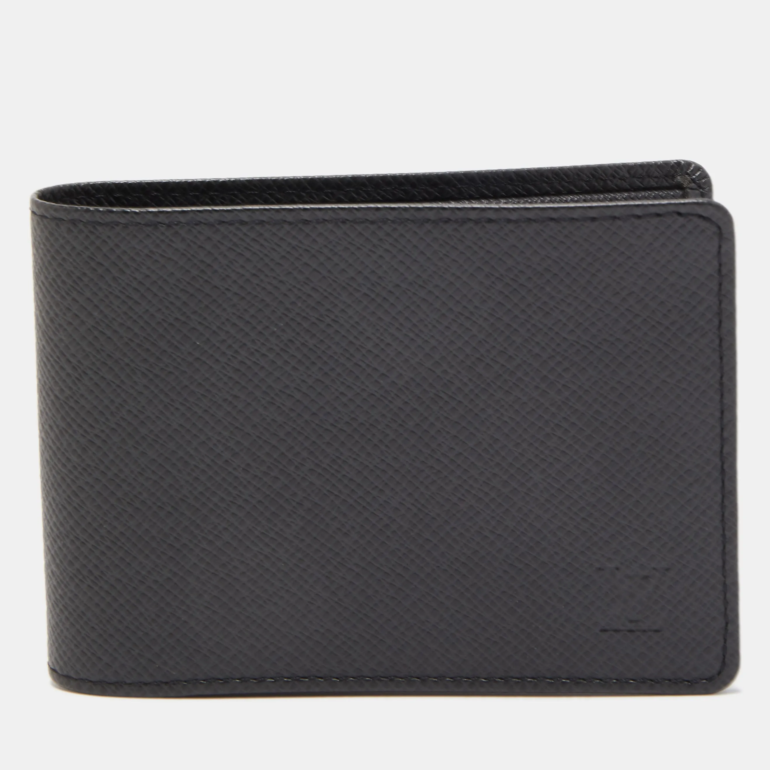 Black Taiga Leather Bifold Wallet
