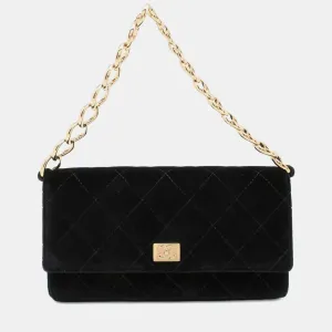 Black Velour Chain Bag