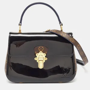 Black Vernis Leather and Monogram Canvas Cherrywood PM Bag