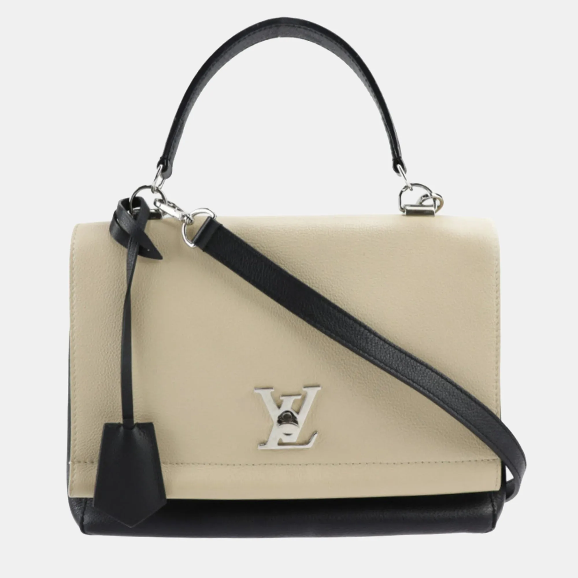 Black/Beige Leather Lockme II Shoulder Bag