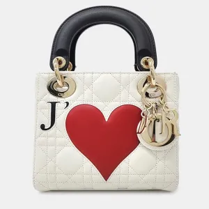 Black/White/Red Leather Mini Lady Tote Bag