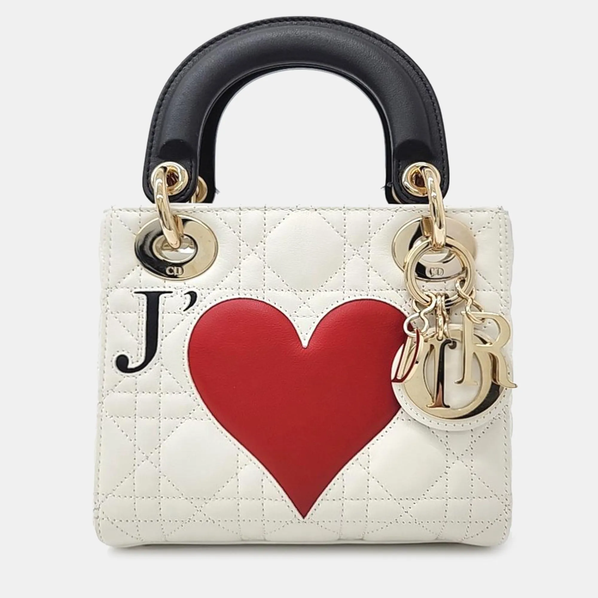 Black/White/Red Leather Mini Lady Tote Bag