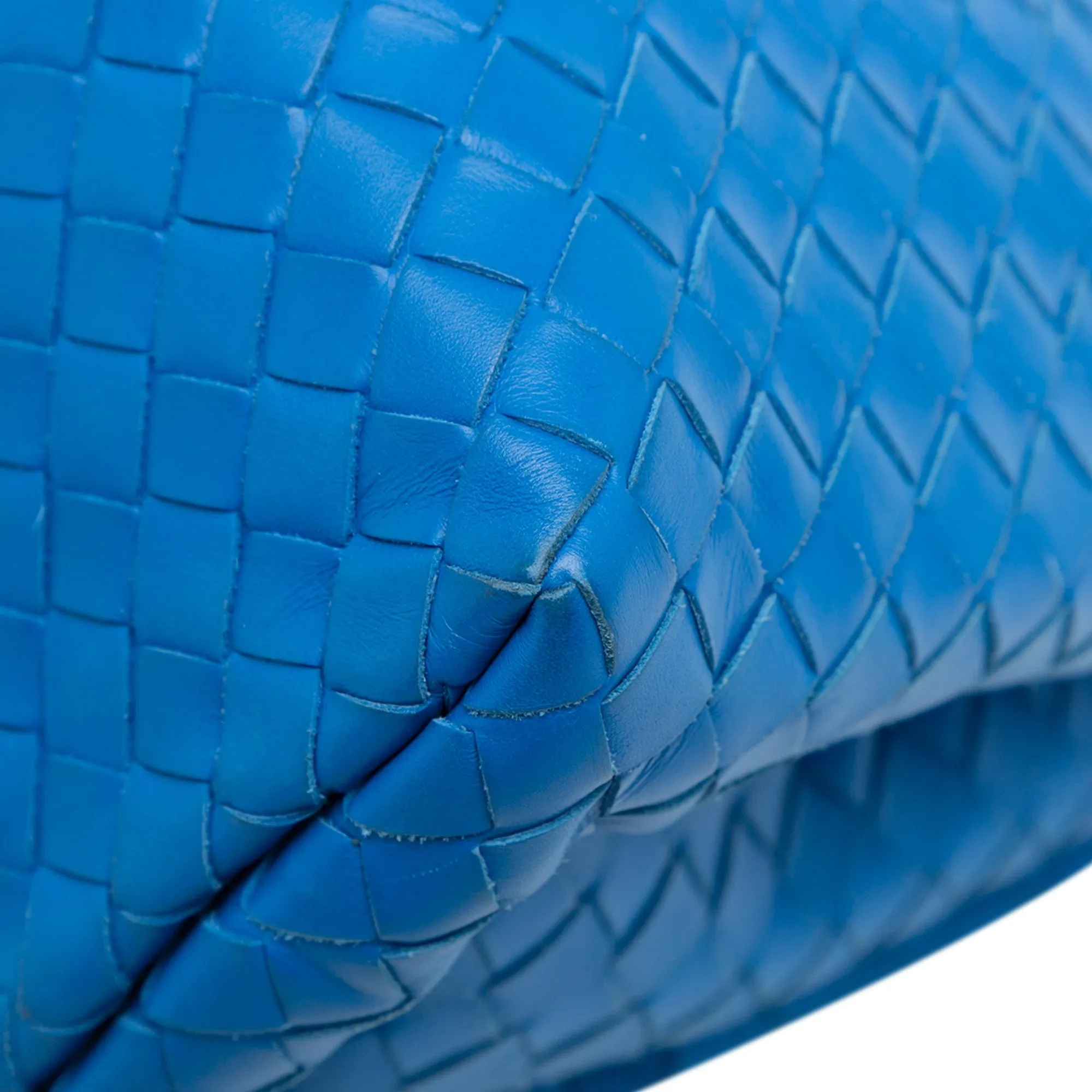 Blue Bottega Veneta Small Intrecciato Roma Satchel