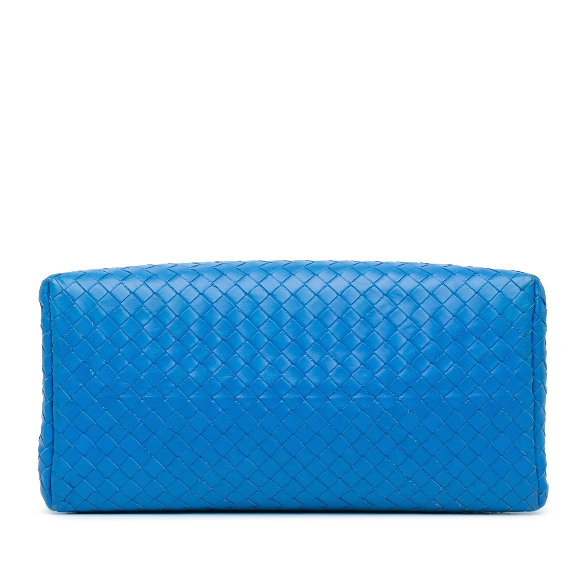 Blue Bottega Veneta Small Intrecciato Roma Satchel