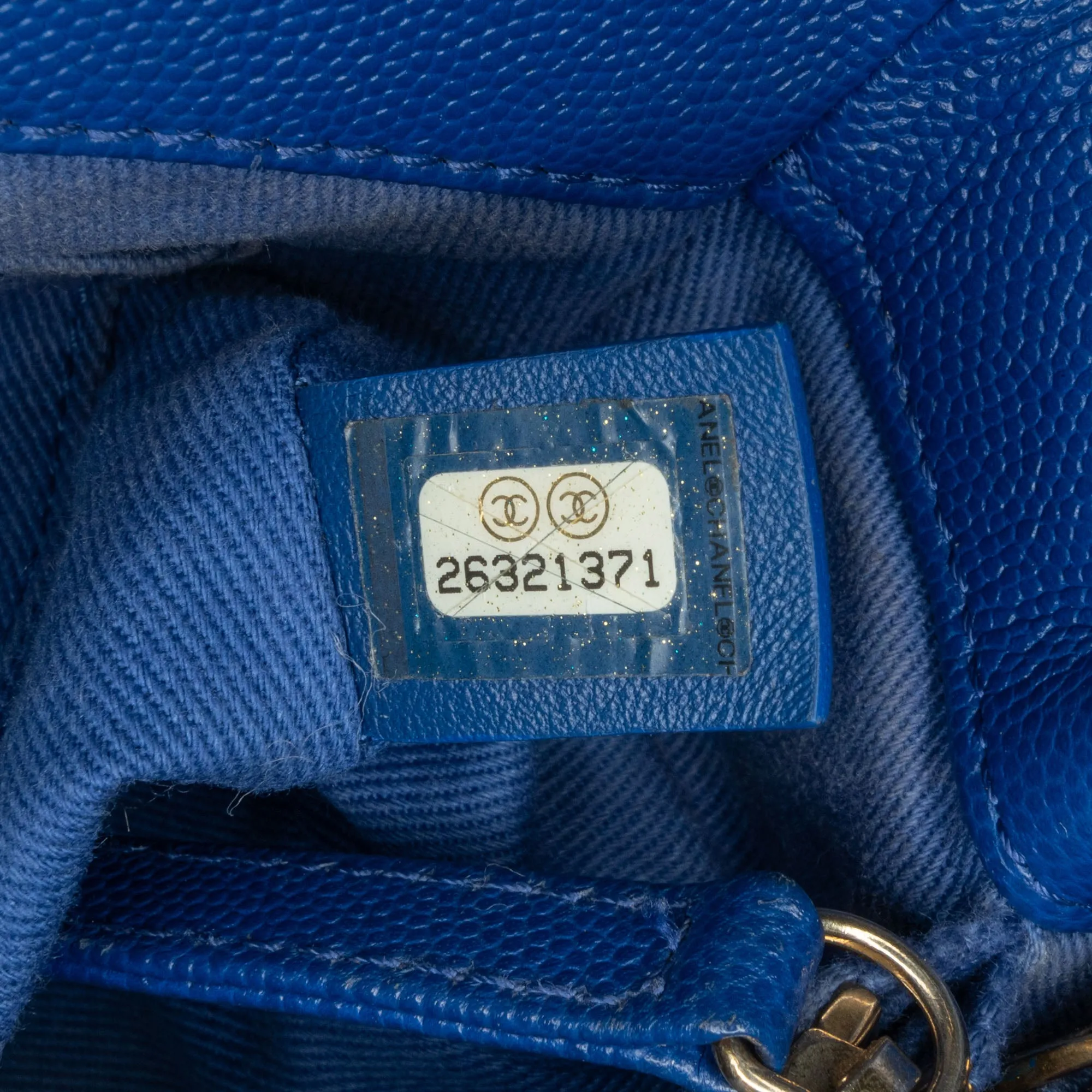 Blue Chanel Small Caviar Chevron Coco Top Handle Bag Satchel