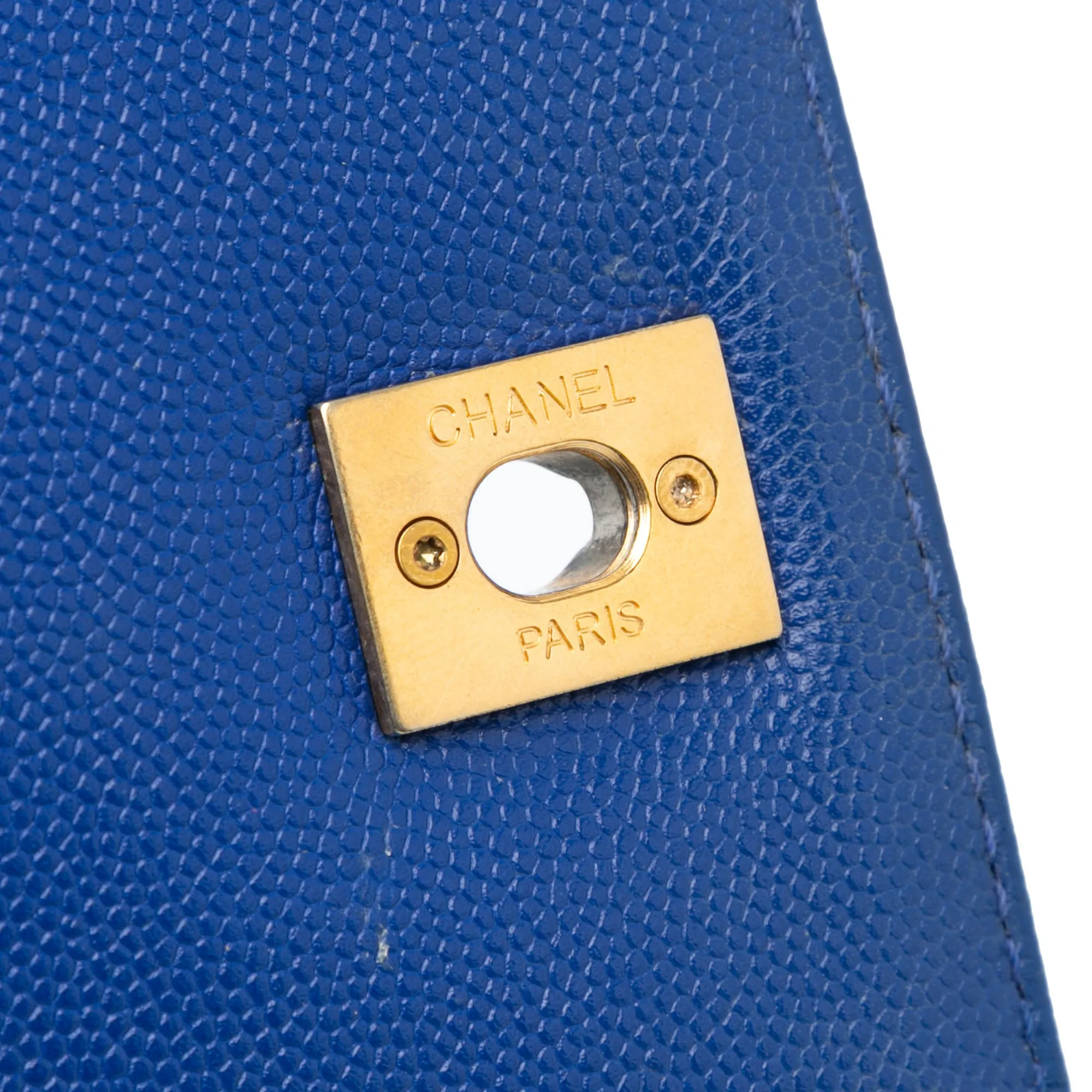 Blue Chanel Small Caviar Chevron Coco Top Handle Bag Satchel