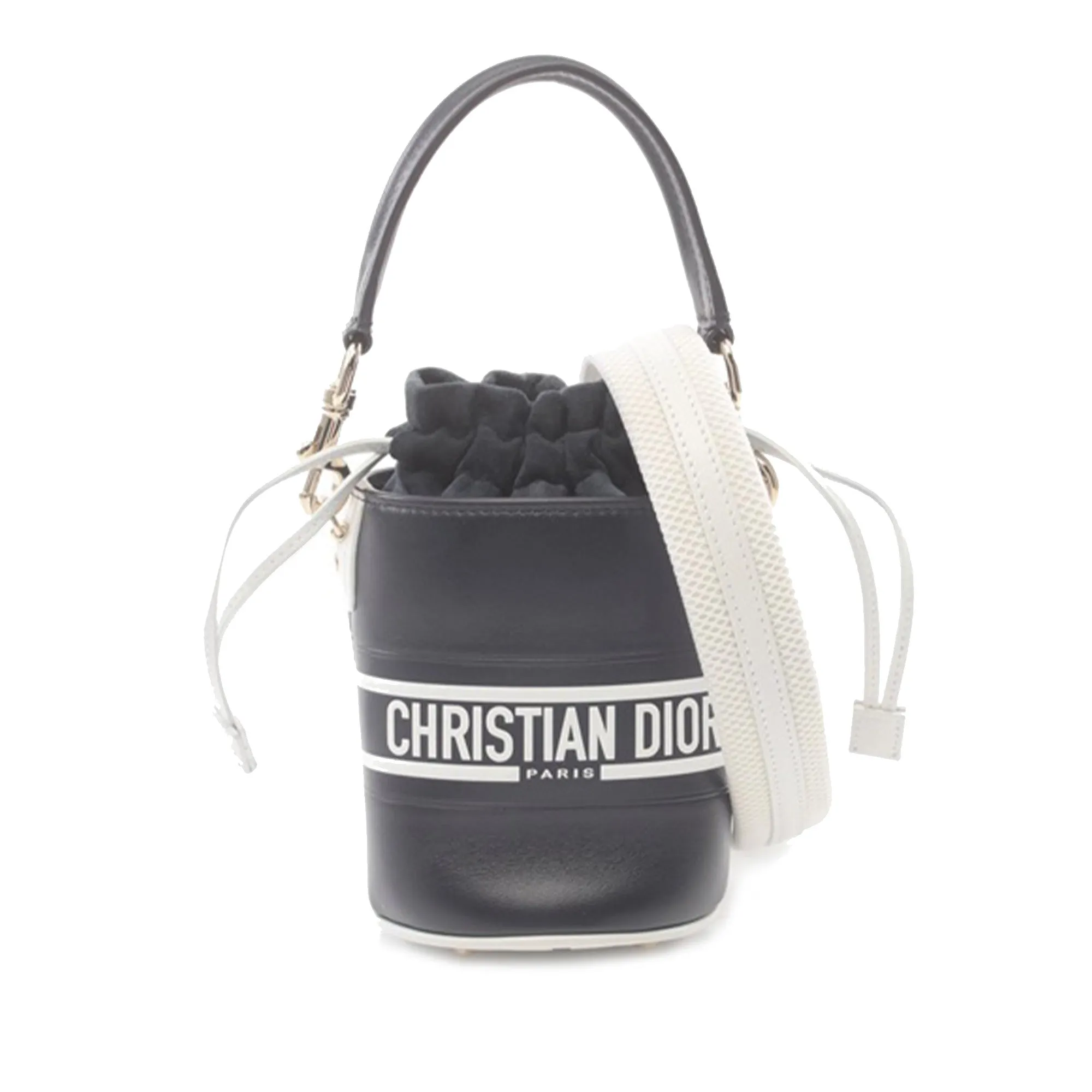 Blue Dior Micro Calfskin Vibe Drawstring Satchel