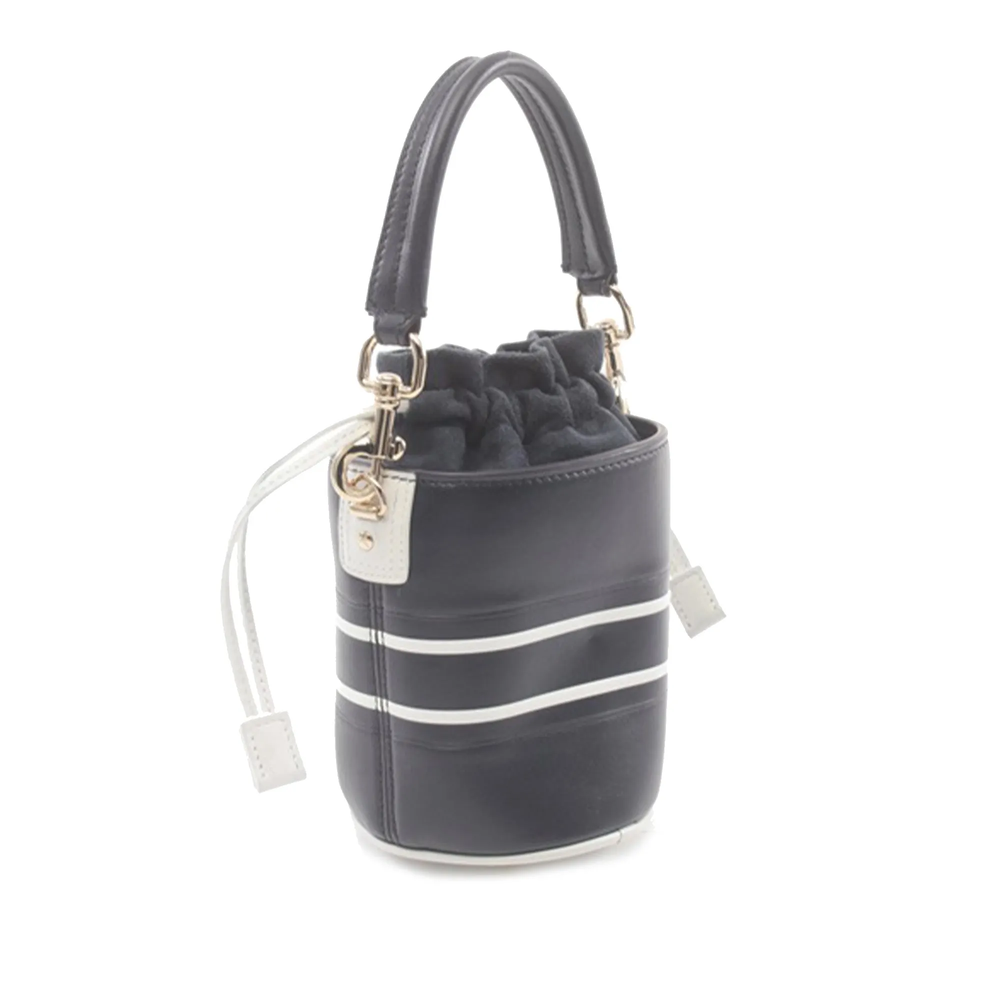 Blue Dior Micro Calfskin Vibe Drawstring Satchel