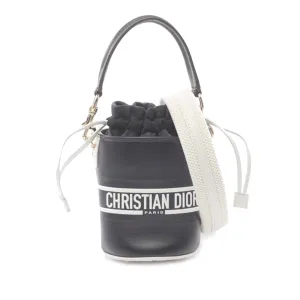 Blue Dior Micro Calfskin Vibe Drawstring Satchel