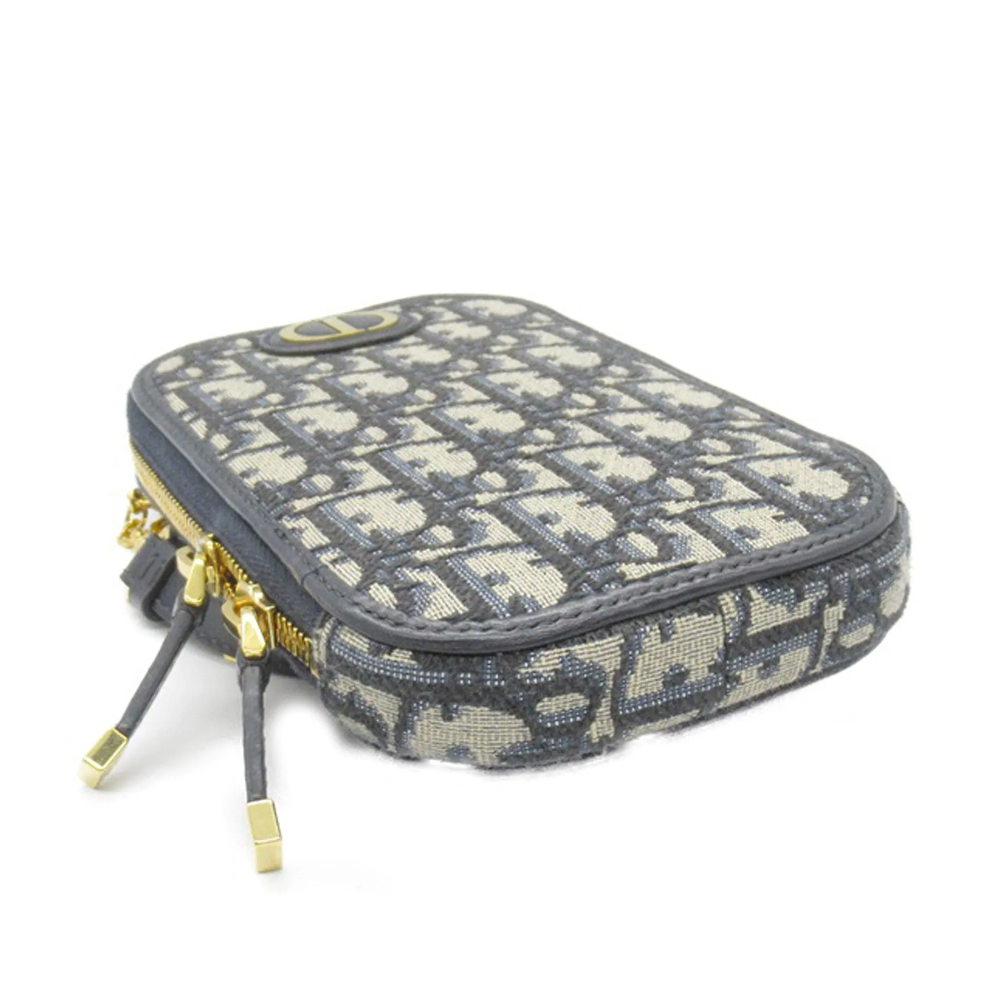 Blue Dior Oblique 30 Montaigne Phone Holder Satchel