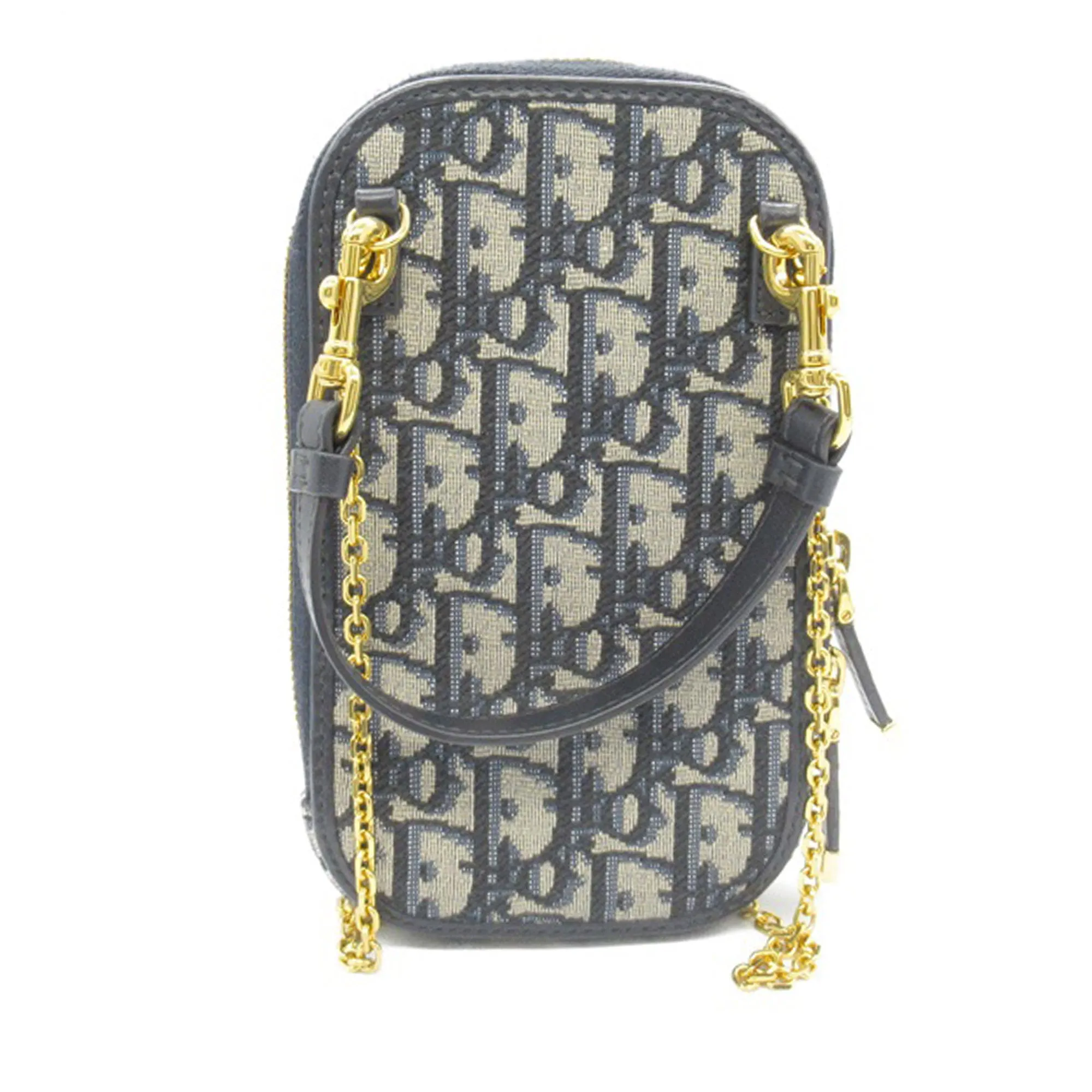 Blue Dior Oblique 30 Montaigne Phone Holder Satchel