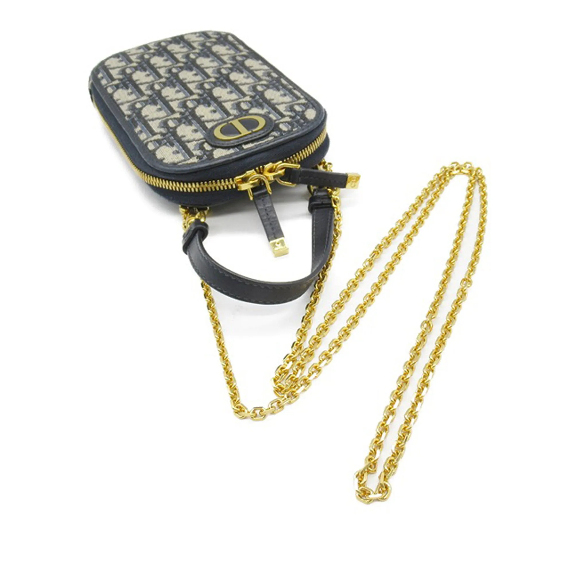 Blue Dior Oblique 30 Montaigne Phone Holder Satchel
