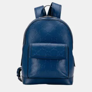 Blue GG Embossed Backpack