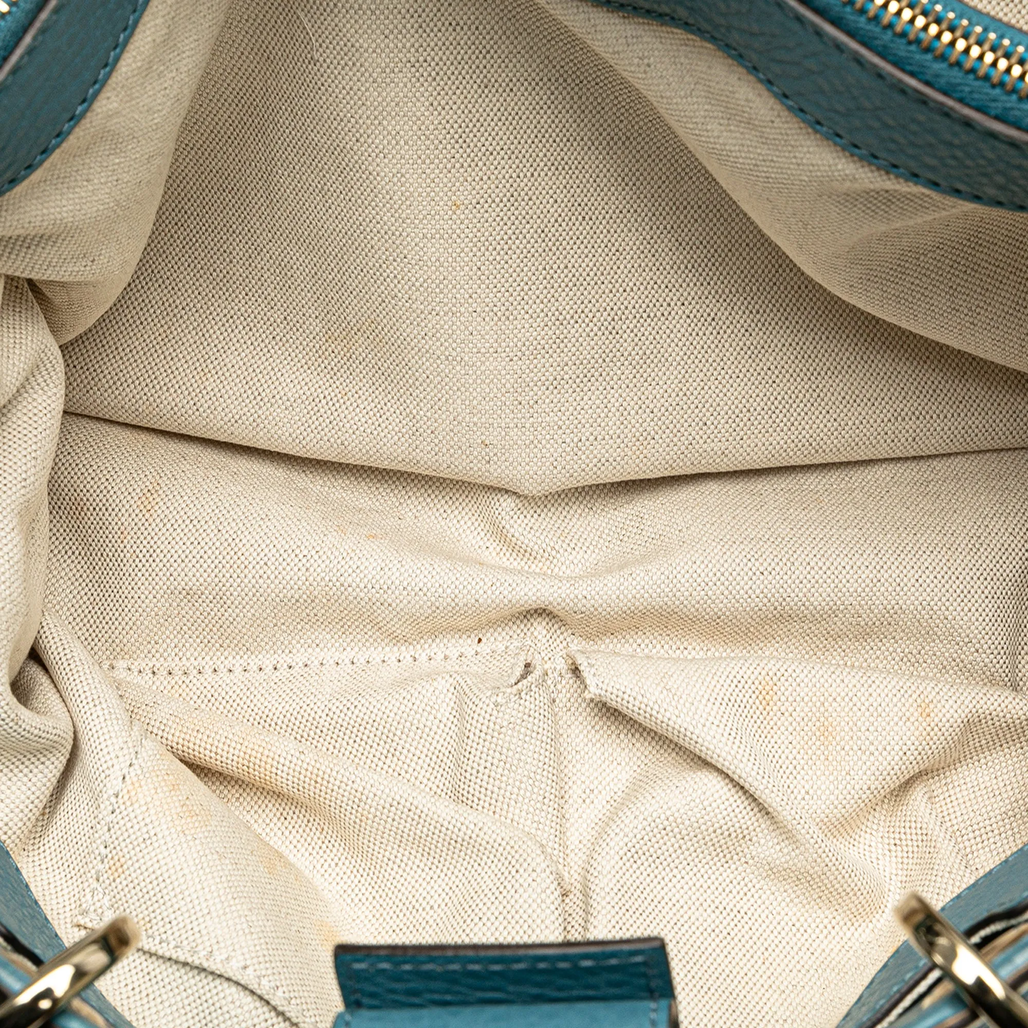 Blue Gucci Medium Calfskin Bamboo Shopper Satchel