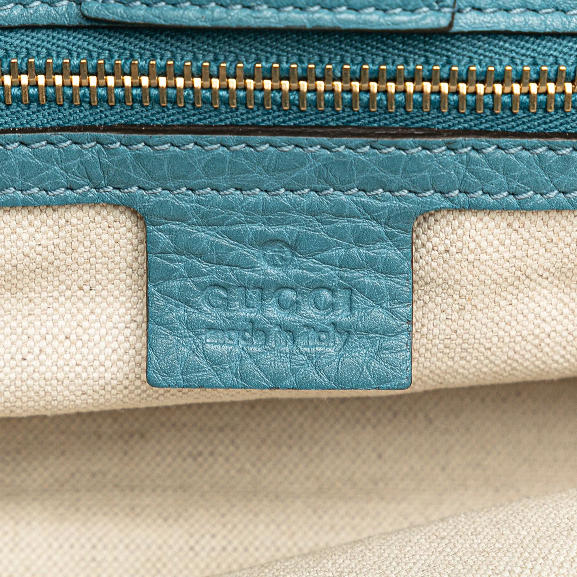 Blue Gucci Medium Calfskin Bamboo Shopper Satchel