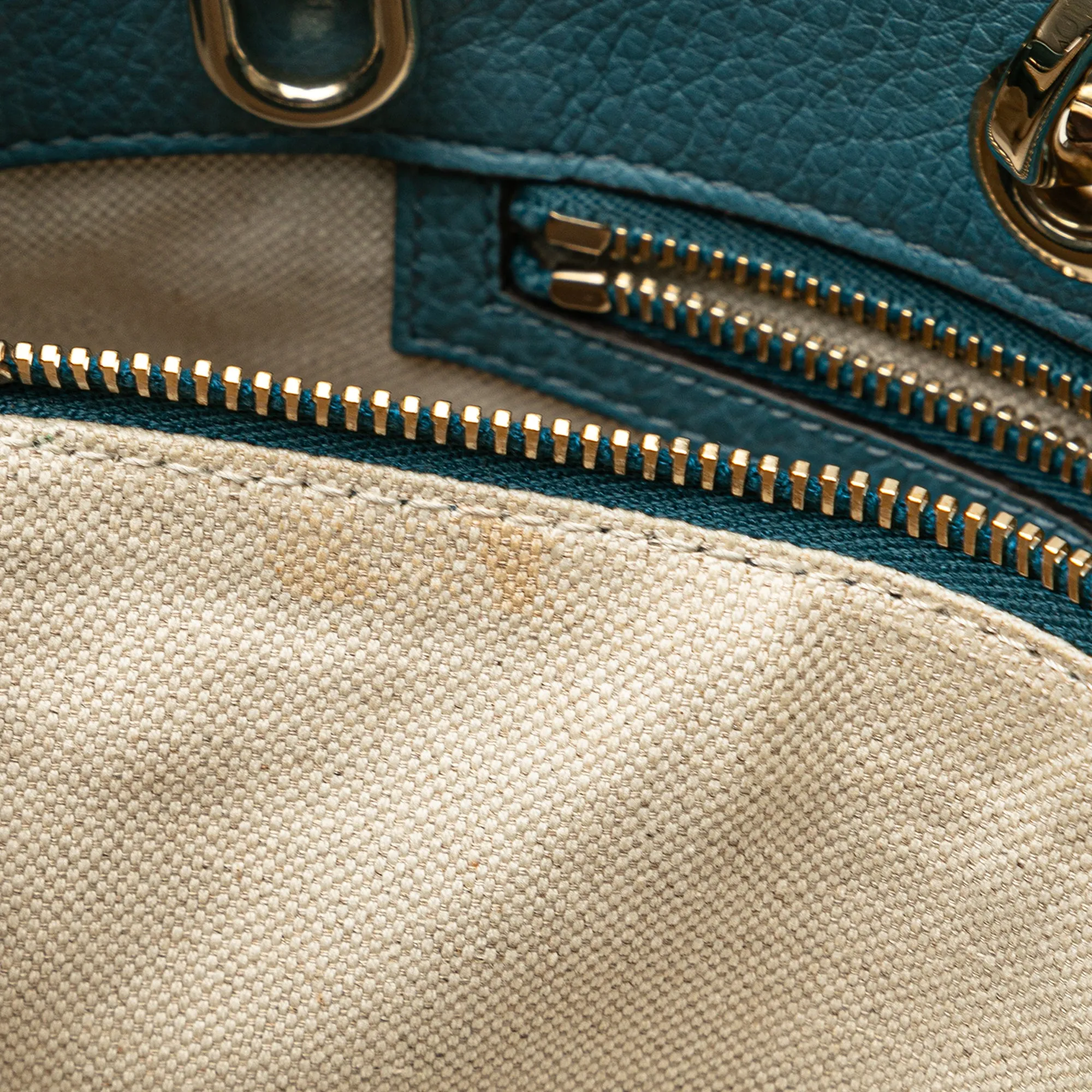 Blue Gucci Medium Calfskin Bamboo Shopper Satchel