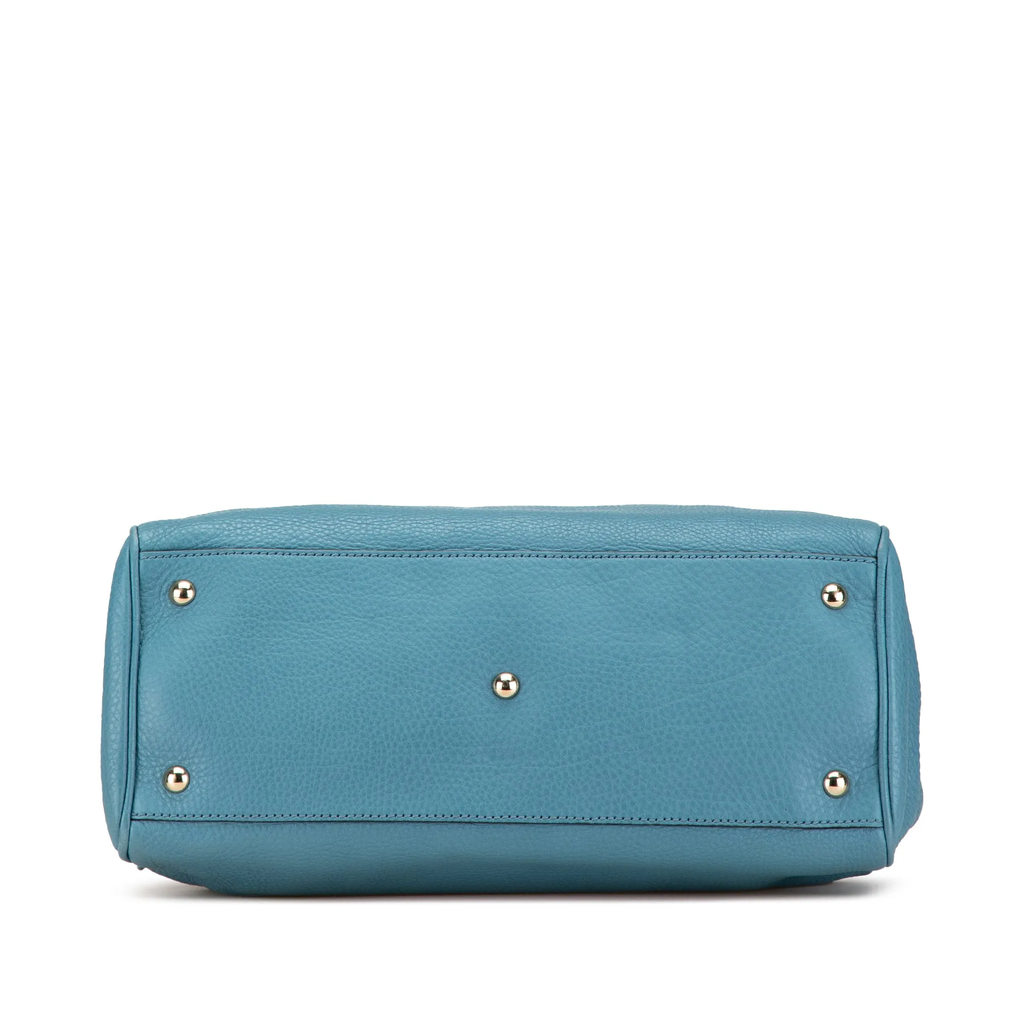 Blue Gucci Medium Calfskin Bamboo Shopper Satchel