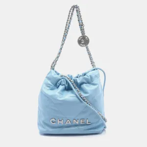Blue Leather 22 Mini Hobo Bag