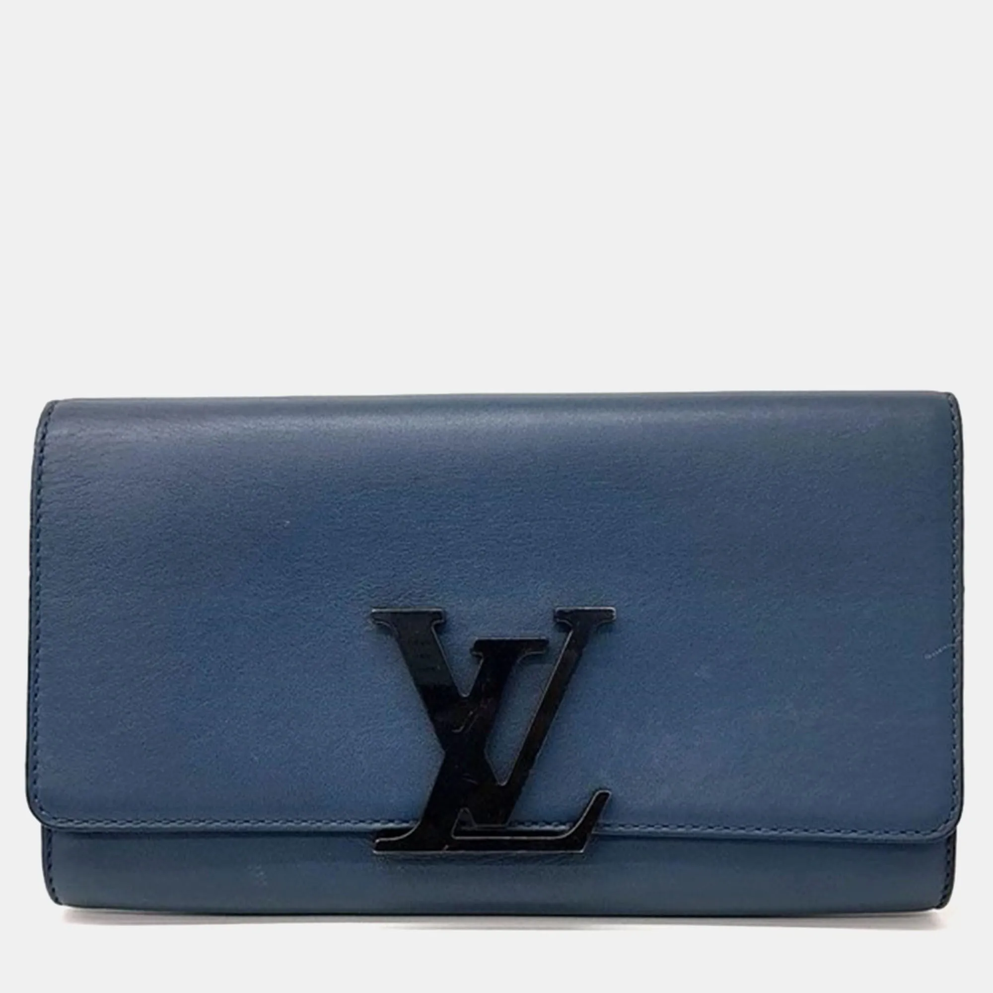 Blue Leather Capucines Clutch