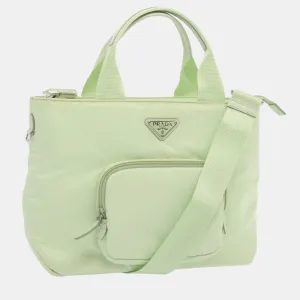 Blue Nylon Tessuto Front Pocket Padded Tote Bag