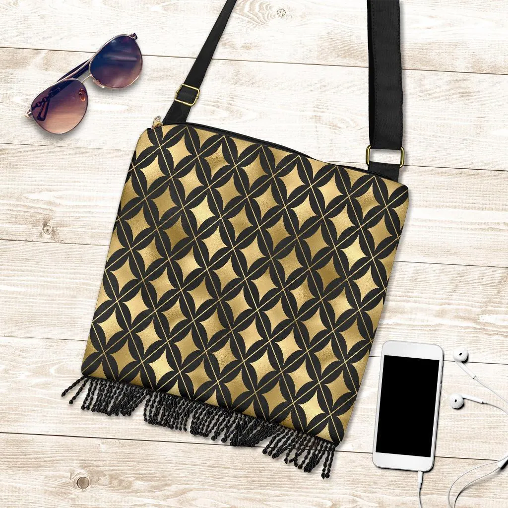 Boho Bag (Canvas) - Yellow Pattern #101 | Hobo Slouchy Bag Crossbody, Shoulder Bags for Women Hobo, Pattern Hobo Bag, Boho Hobo Bag