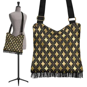 Boho Bag (Canvas) - Yellow Pattern #101 | Hobo Slouchy Bag Crossbody, Shoulder Bags for Women Hobo, Pattern Hobo Bag, Boho Hobo Bag