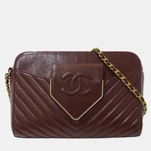Bordeaux Chevron Sheepskin Small CC Flap Pocket Camera Bag