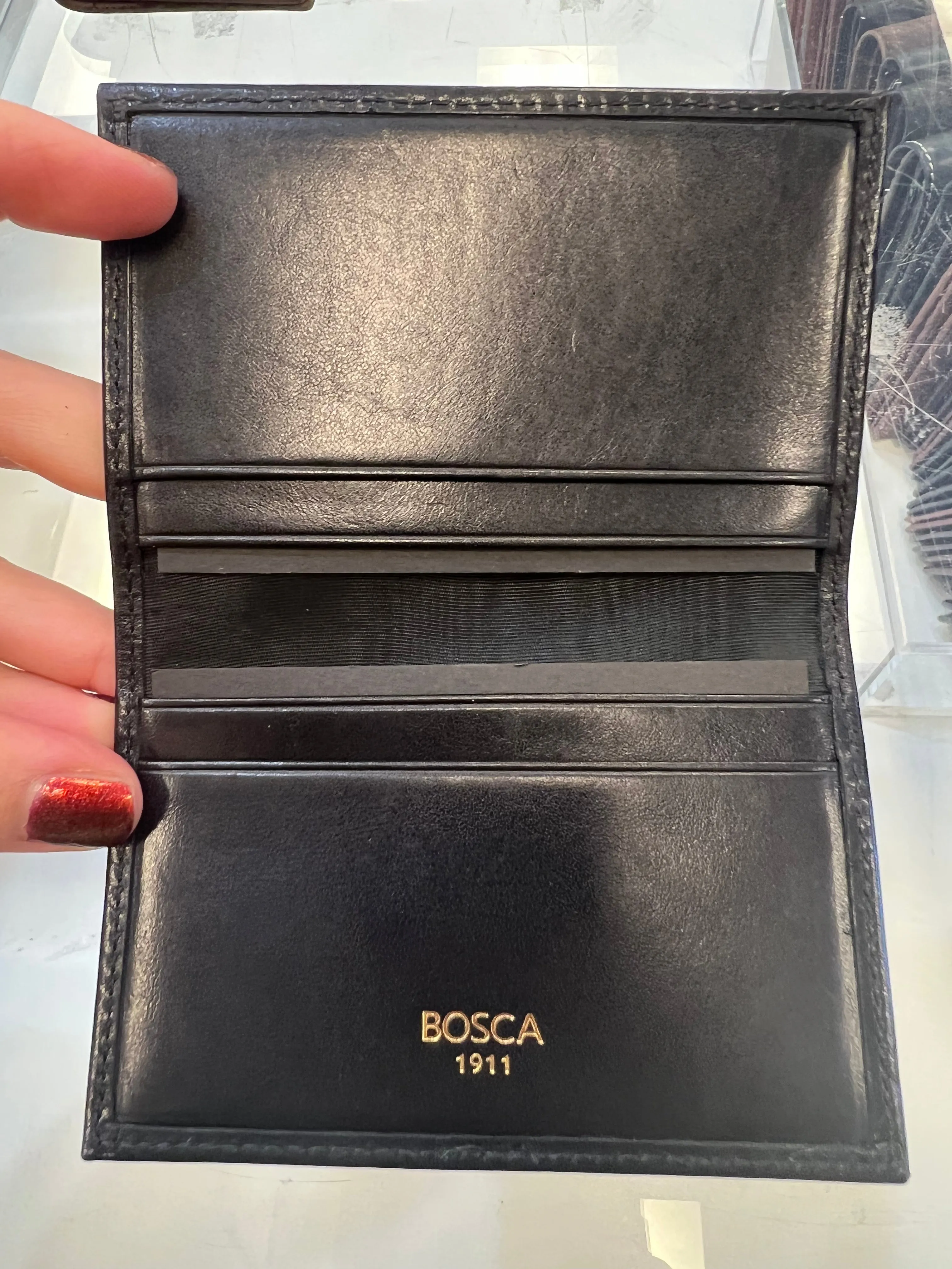 Bosca Calling Card Case Leather Wallet