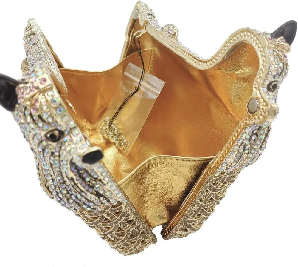 Boutique De FGG Puppy Evening Bags and Clutches for Women Formal Party Poodle Dog Crystal Clutch Purse Wedding Handbag