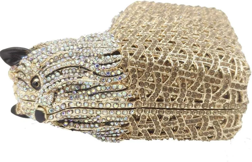 Boutique De FGG Puppy Evening Bags and Clutches for Women Formal Party Poodle Dog Crystal Clutch Purse Wedding Handbag
