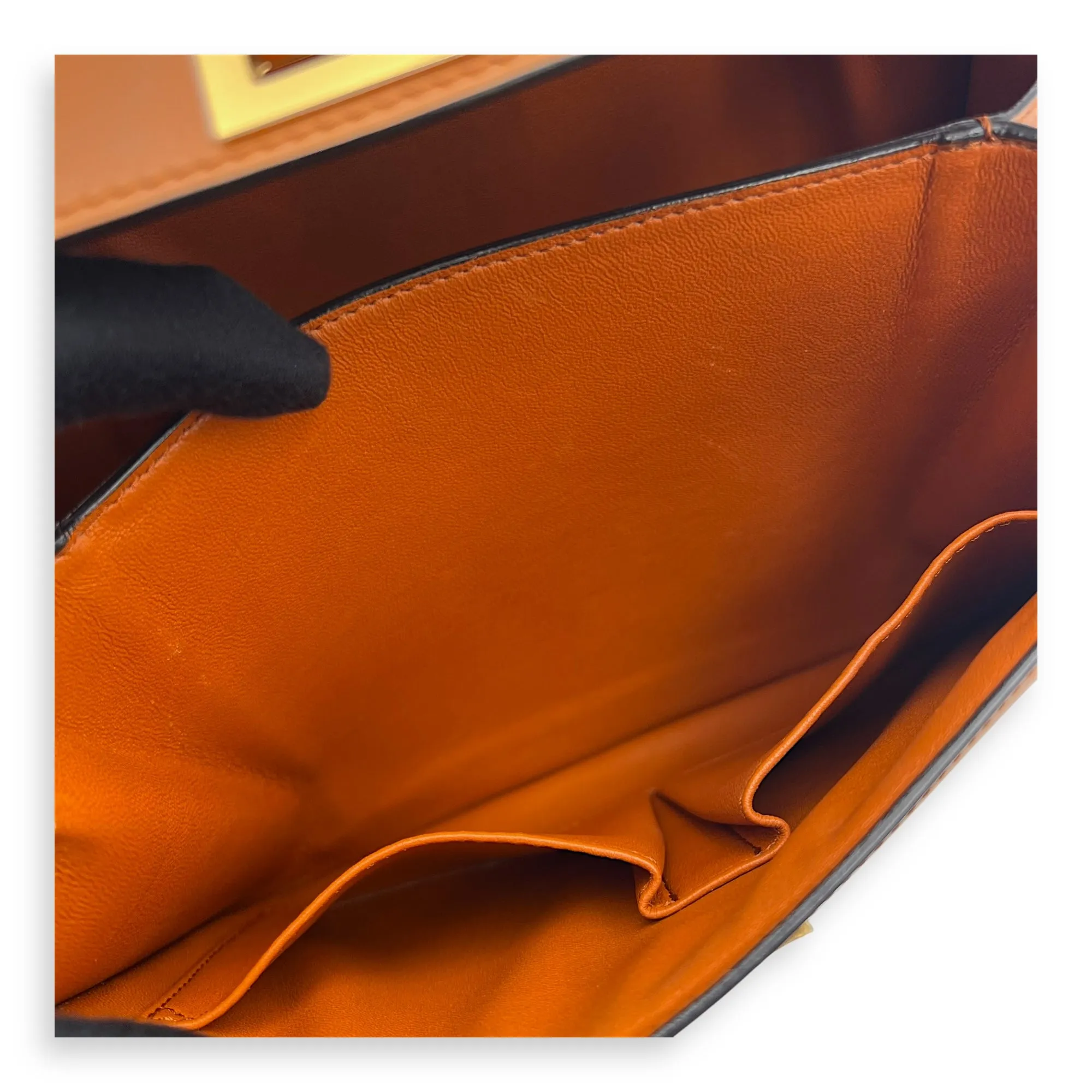 Box Crossbody Bag Brown in Calfskin, Gold hardware
