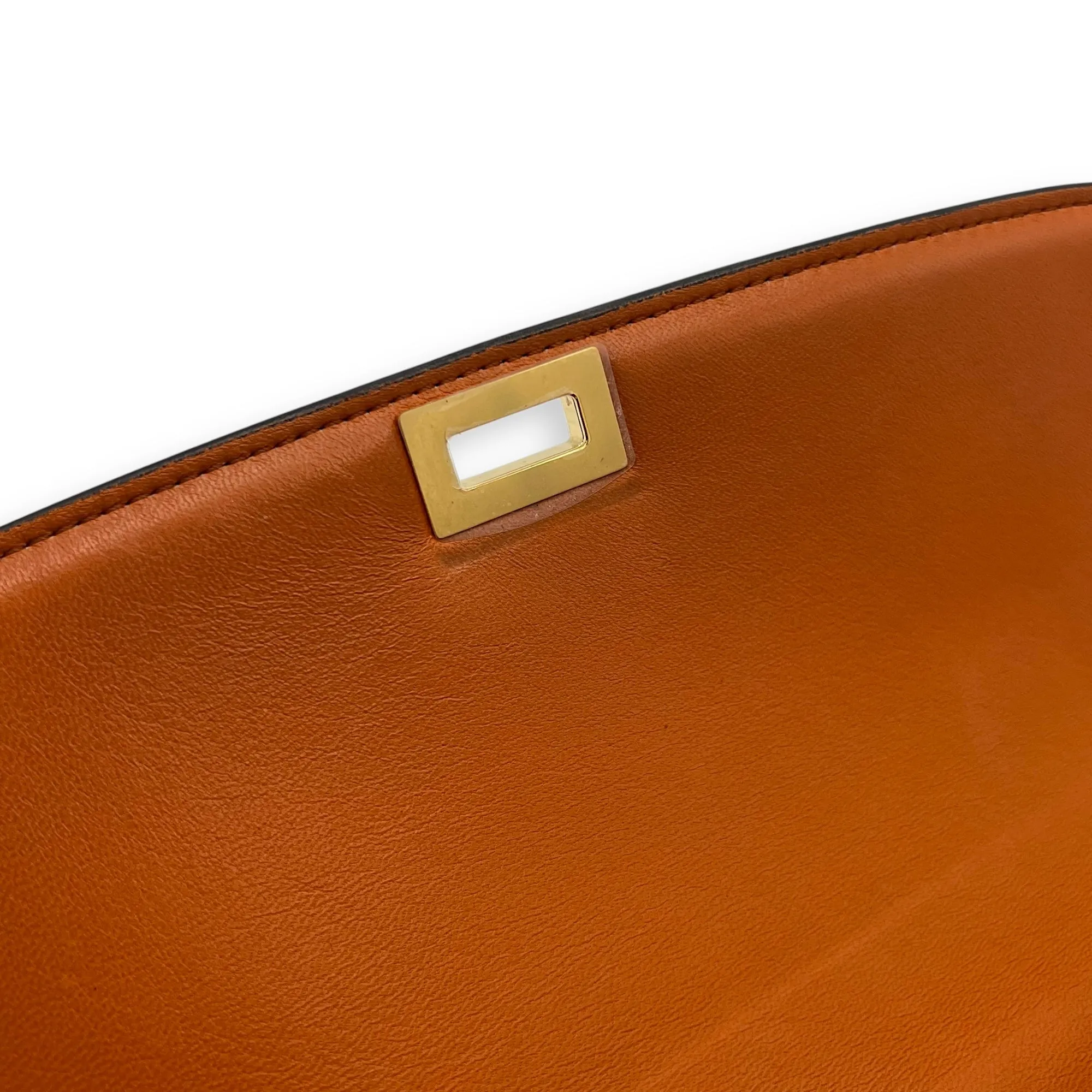 Box Crossbody Bag Brown in Calfskin, Gold hardware