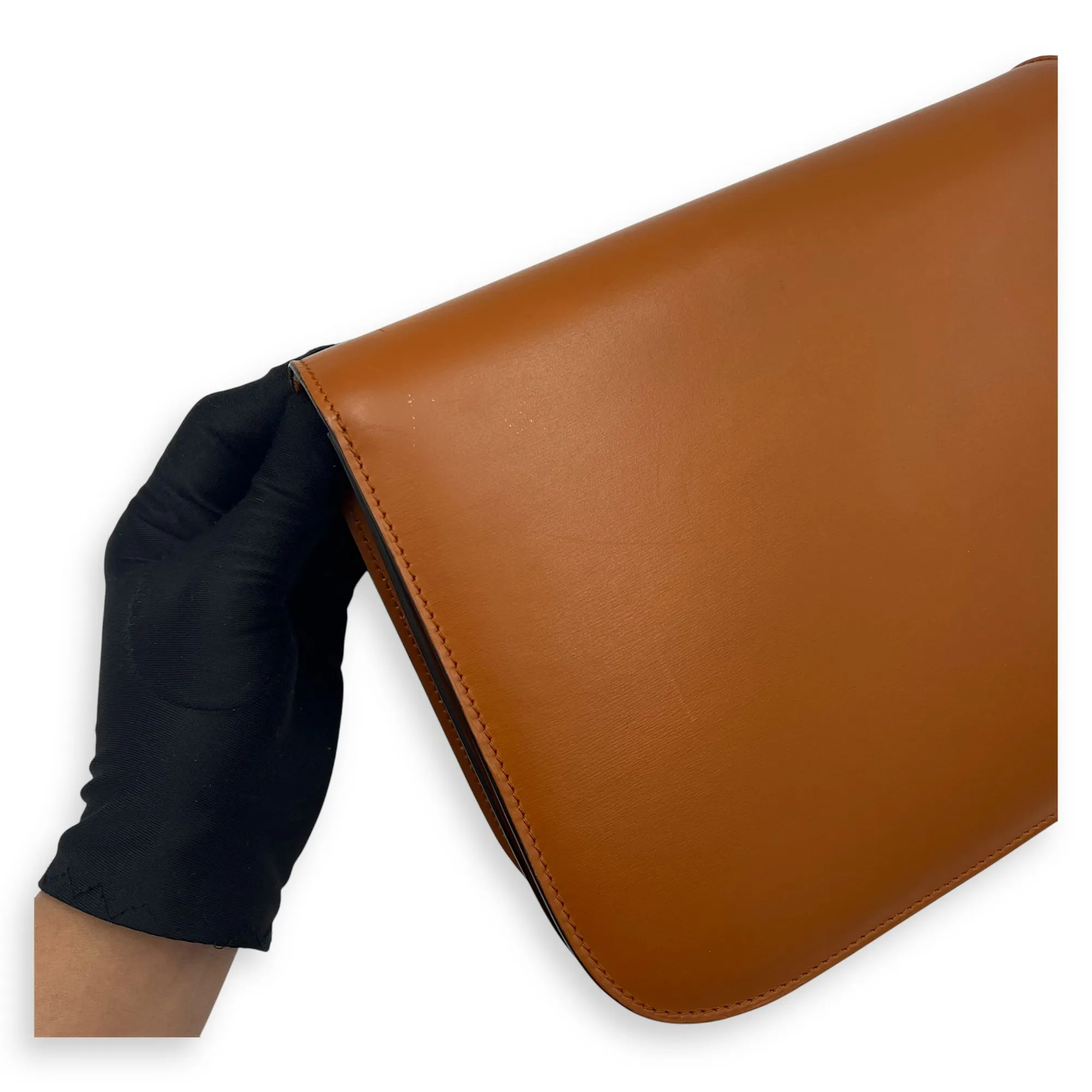 Box Crossbody Bag Brown in Calfskin, Gold hardware