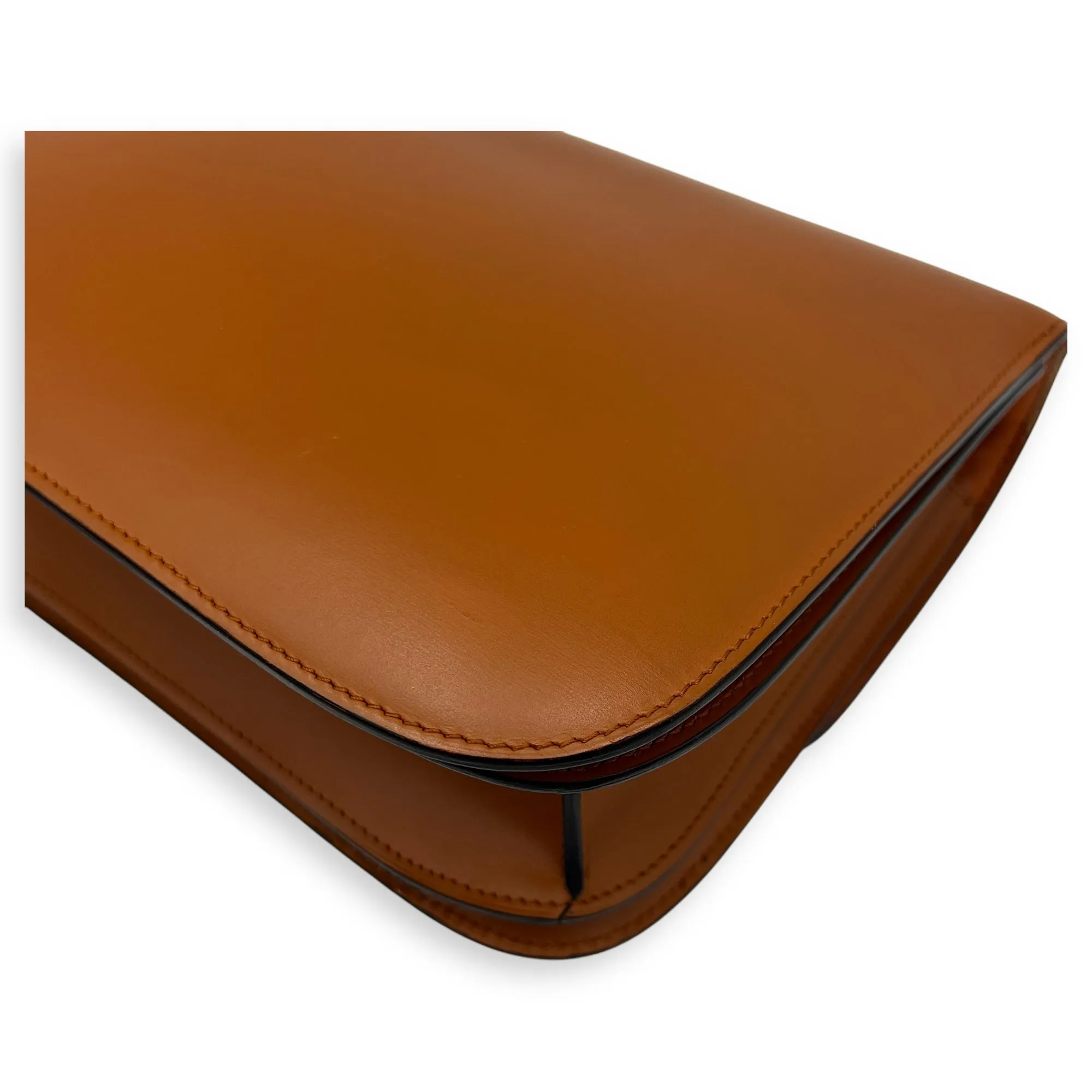 Box Crossbody Bag Brown in Calfskin, Gold hardware