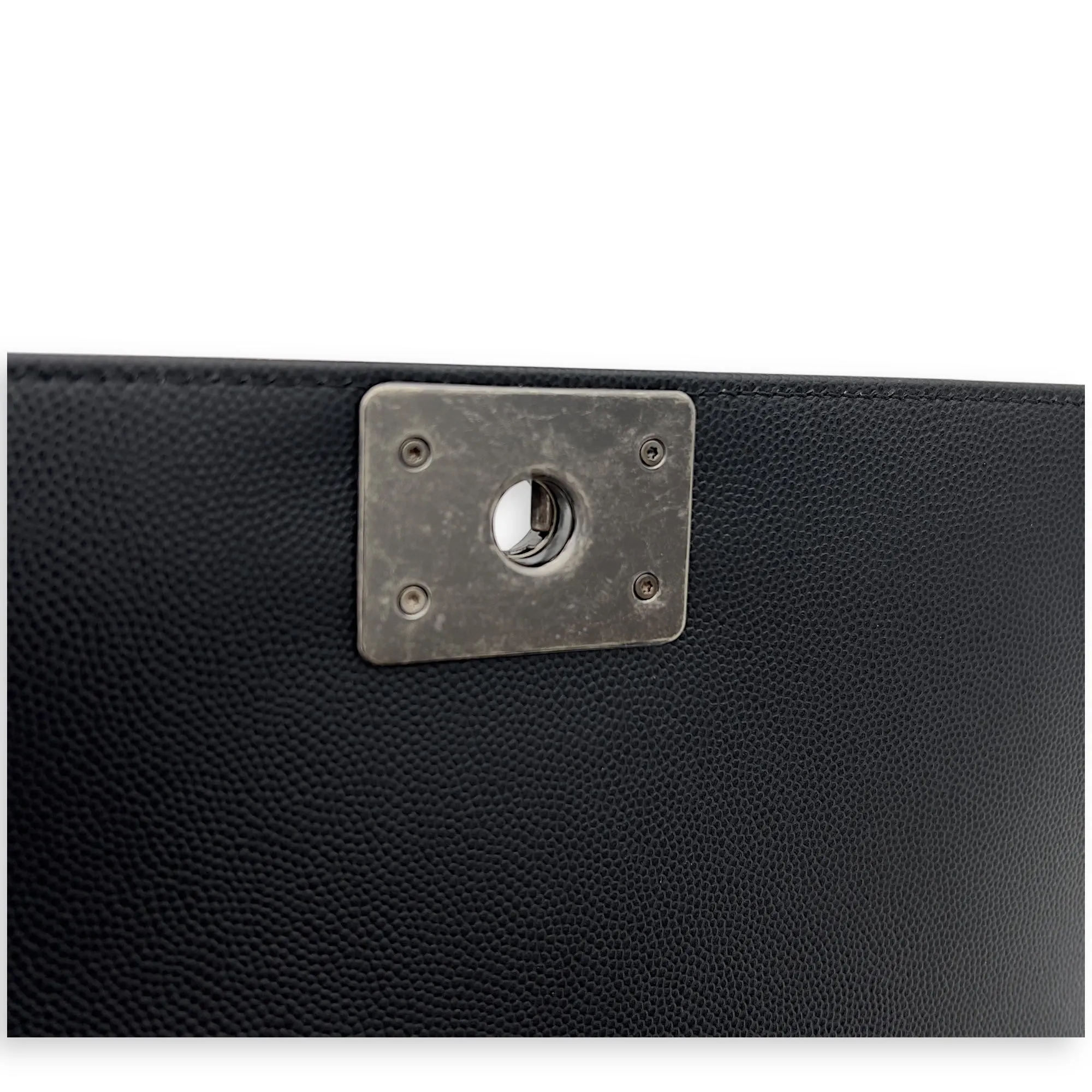 Boy Shoulder Bag Black in Caviar Leather, Ruthenium hardware