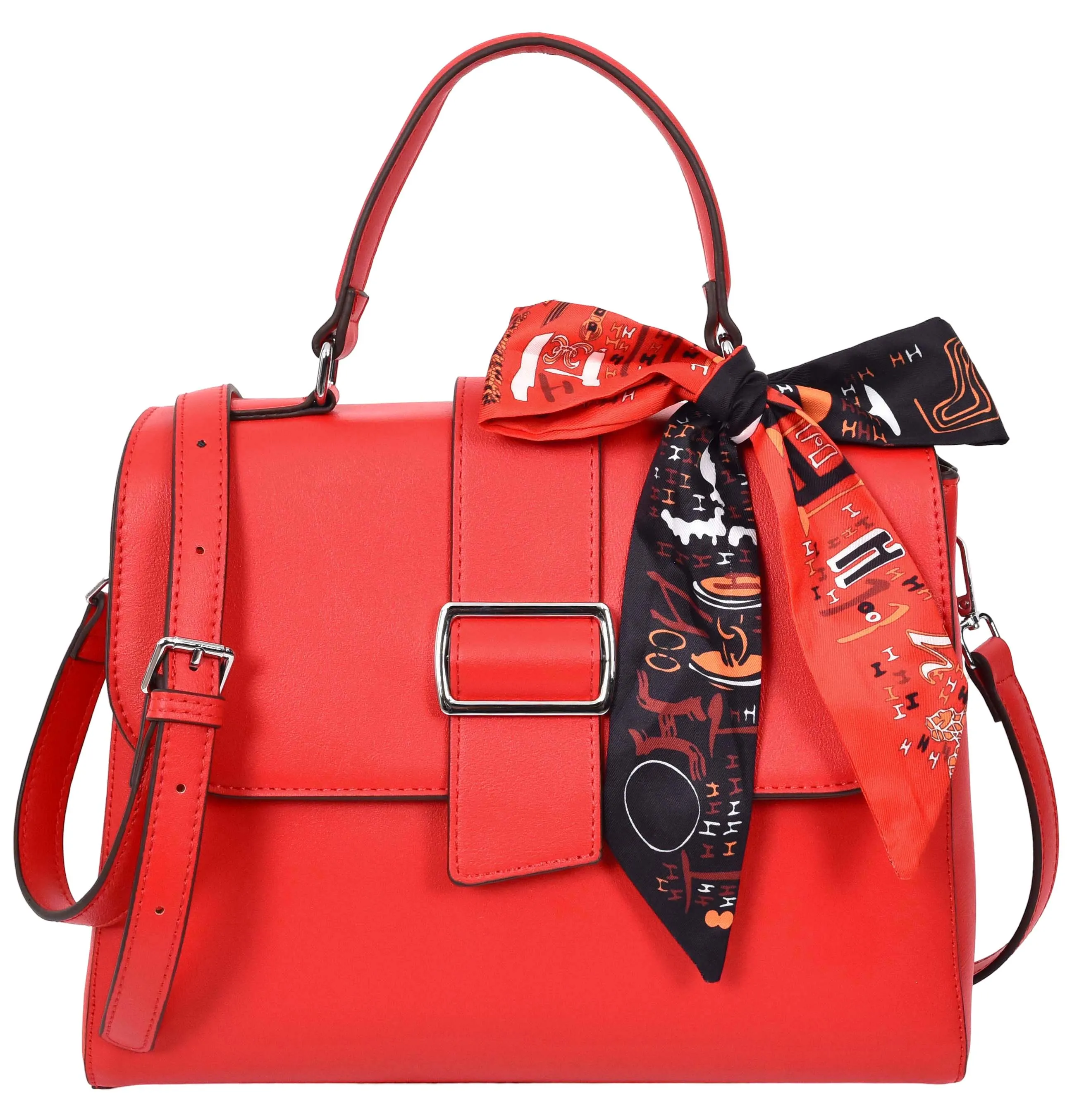 Brielle Women's Faux Leather Classic Satchel Style Handbag Red