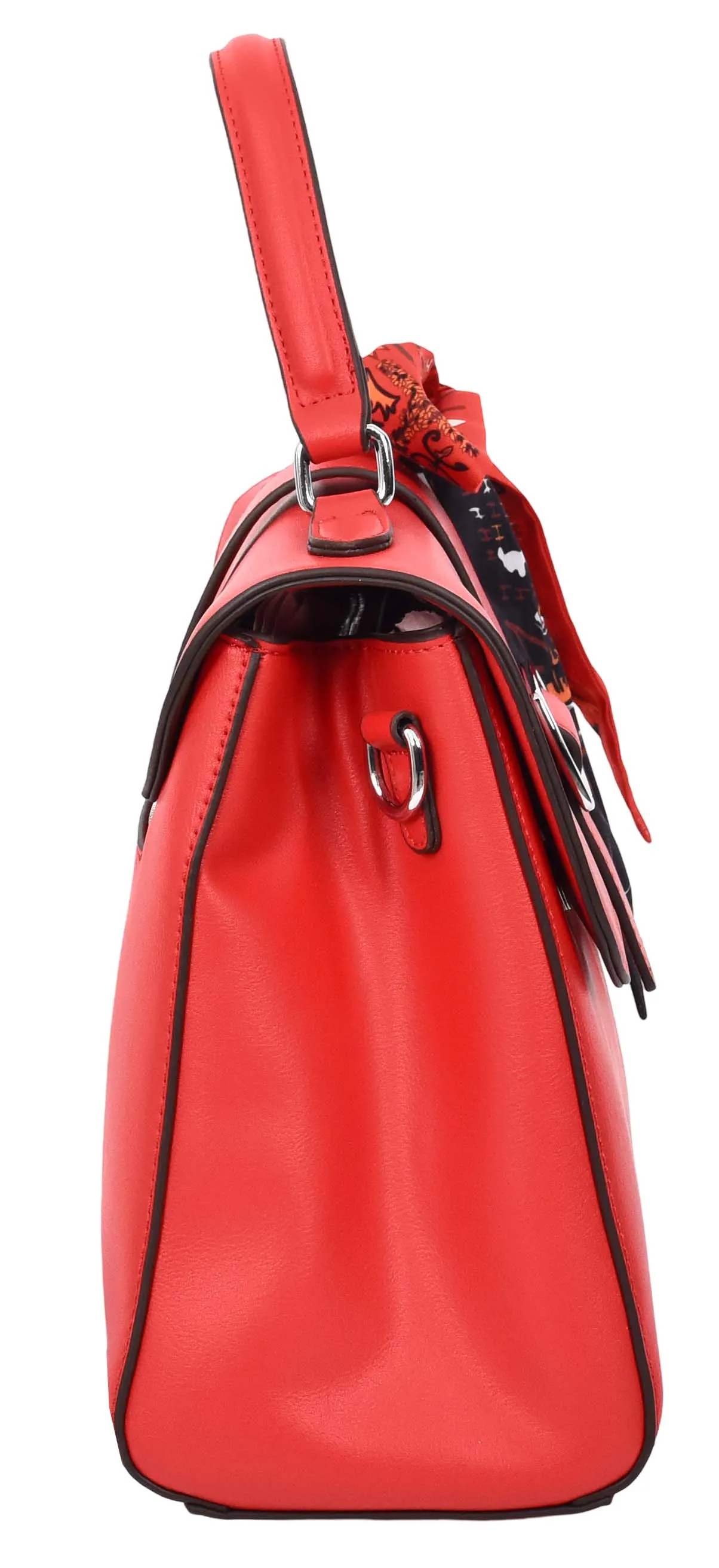 Brielle Women's Faux Leather Classic Satchel Style Handbag Red